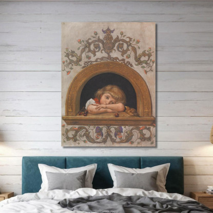 Ella Alla Finestra Semicircolare Hans Thoma hth33 quadro stampato su tela