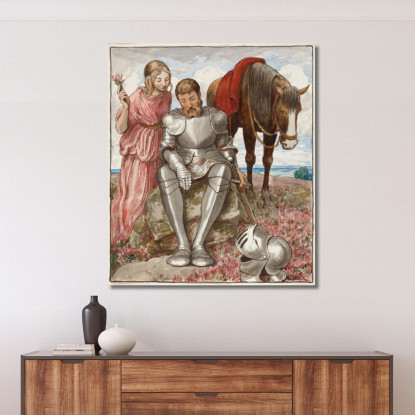 Erika E Cavaliere Seduto Hans Thoma hth34 quadro stampato su tela