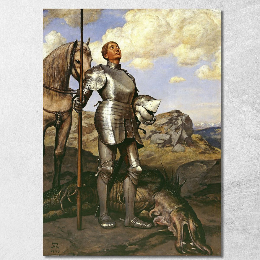 Cavaliere San Giorgio Hans Thoma hth44 quadro stampato su tela Cavaliere San Giorgio Hans Thoma hth44 quadro stampato su tela