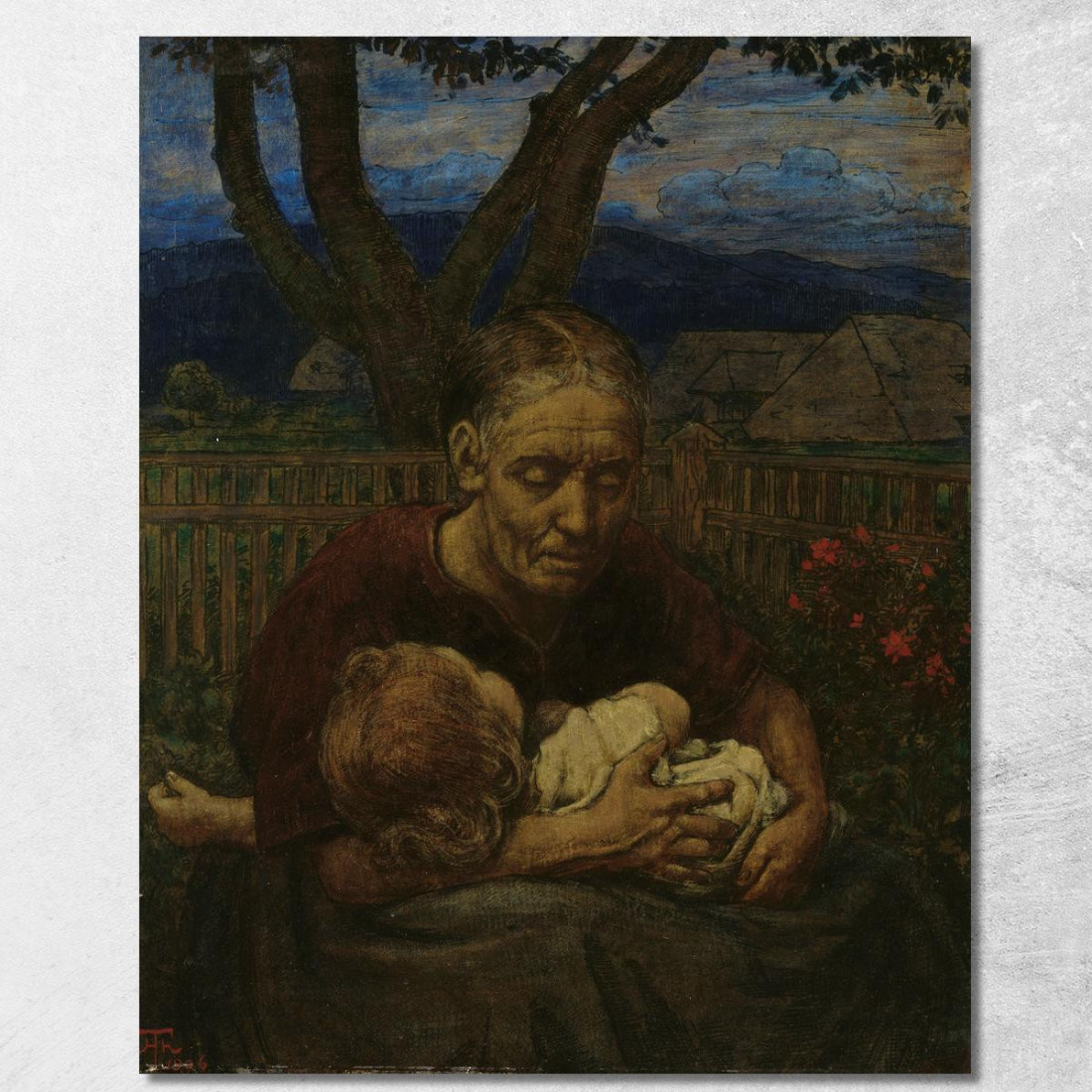 Madre E Figlio In Un Giardino Hans Thoma hth52 quadro stampato su tela Madre E Figlio In Un Giardino Hans Thoma hth52 quadro stampato su tela
