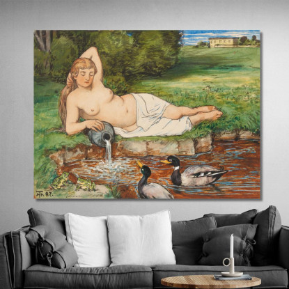 Ninfa Presso Un Ruscello Hans Thoma hth53 quadro stampato su tela