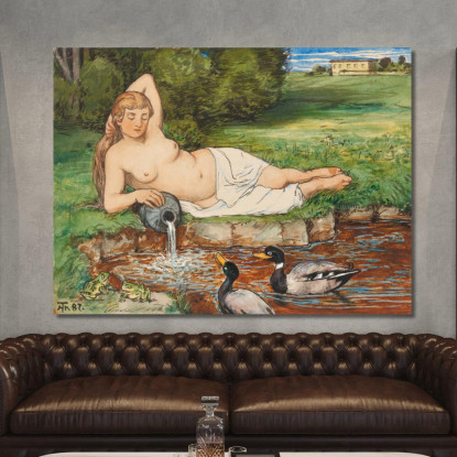 Ninfa Presso Un Ruscello Hans Thoma hth53 quadro stampato su tela