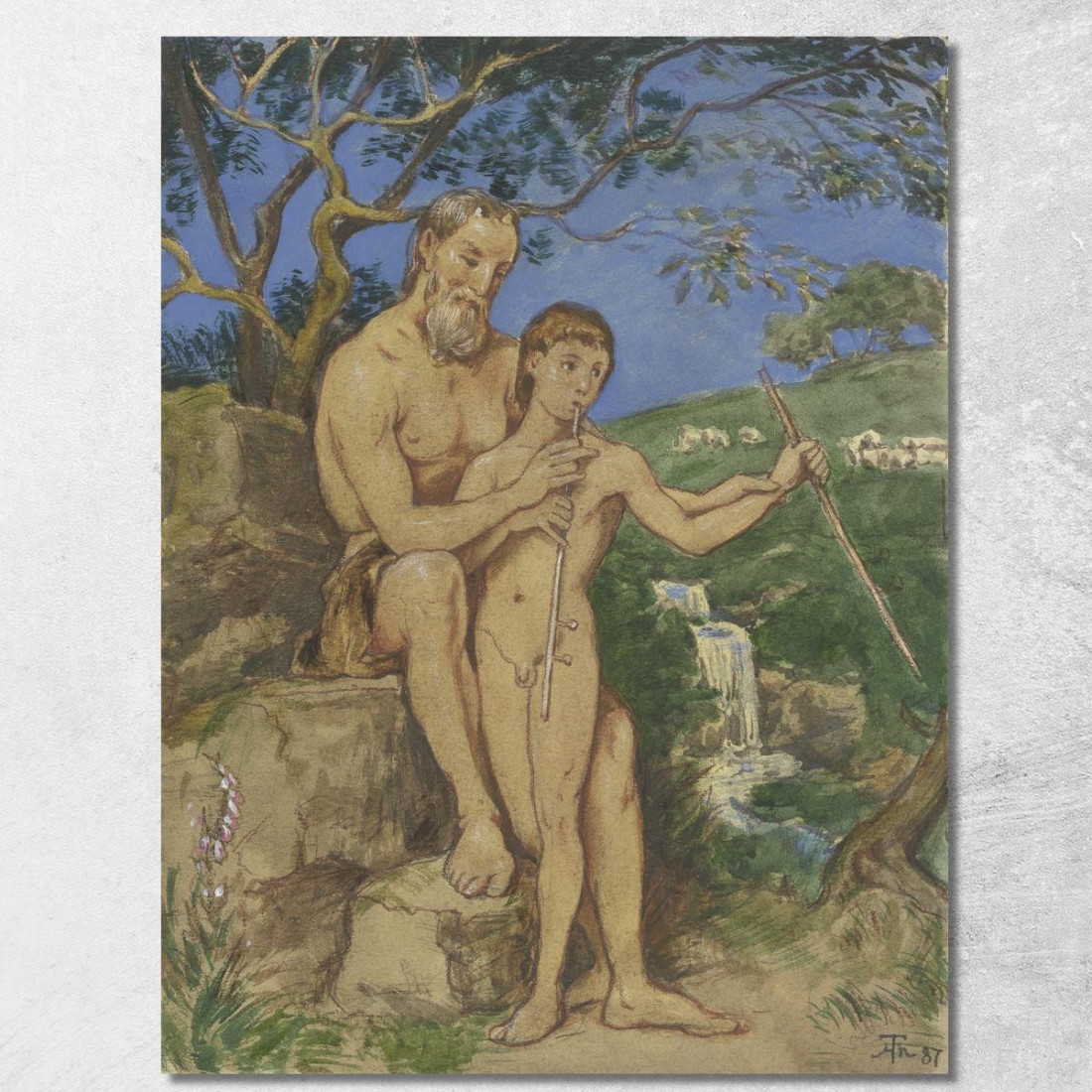 Fauno Vecchio E Giovane Hans Thoma hth54 quadro stampato su tela Fauno Vecchio E Giovane Hans Thoma hth54 quadro stampato su tela
