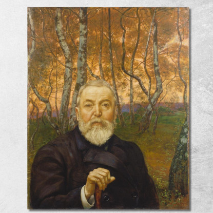 Autoritratto Davanti A Una Foresta Di Betulle Hans Thoma hth66 quadro stampato su tela