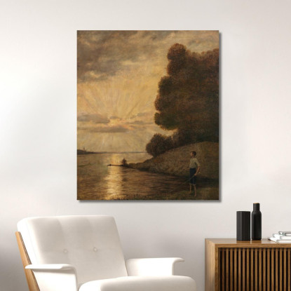 Tramonto Sull'Alto Reno Hans Thoma hth68 quadro stampato su tela