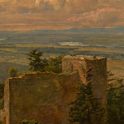 Le Rovine Del Castello Di Hohenbaden Con Vista Sulla Valle Del Reno Hans Thoma hth81 quadro stampato su tela