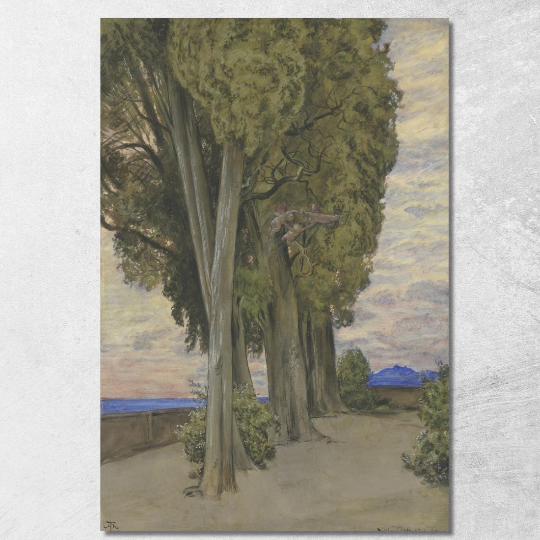 Cipressi Nella Villa D'Este Sotto Le Chiome Degli Alberi Una Danza Di Tre Putti Hans Thoma hth89 quadro stampato su tela Cipressi Nella Villa D'Este Sotto Le Chiome Degli Alberi Una Danza Di Tre Putti Hans Thoma hth89 quadro stampato su tela