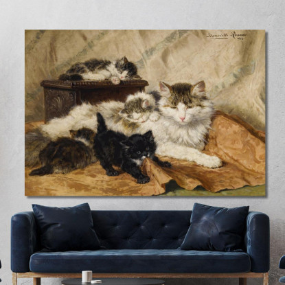 Una Madre E I Suoi Gattini Henriëtte Ronner-Knip hrk1 quadro stampato su tela