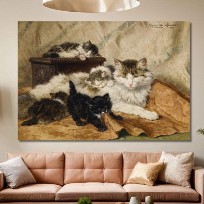 Una Madre E I Suoi Gattini Henriëtte Ronner-Knip hrk1 quadro stampato su tela