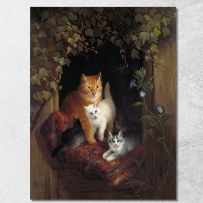 Gatto Con Gattini Henriëtte Ronner-Knip hrk7 quadro stampato su tela