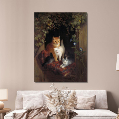 Gatto Con Gattini Henriëtte Ronner-Knip hrk7 quadro stampato su tela