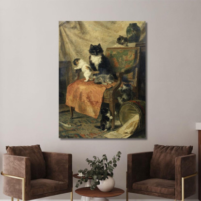 Gattini Che Giocano 2 Henriëtte Ronner-Knip hrk10 quadro stampato su tela
