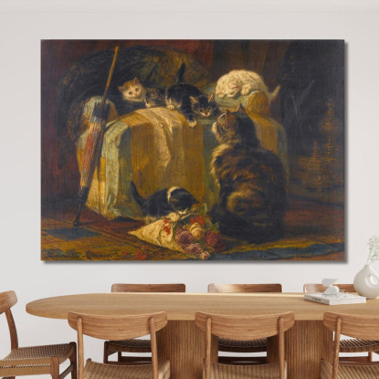 Gattini Che Giocano Henriëtte Ronner-Knip hrk13 quadro stampato su tela