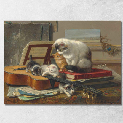 La Lezione Di Musica Henriëtte Ronner-Knip hrk21 quadro stampato su tela