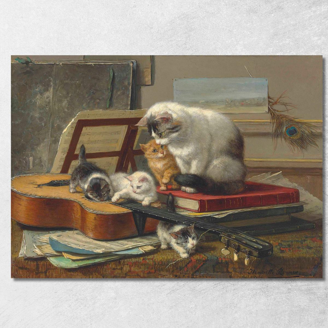 La Lezione Di Musica Henriëtte Ronner-Knip hrk21 quadro stampato su tela La Lezione Di Musica Henriëtte Ronner-Knip hrk21 quadro stampato su tela