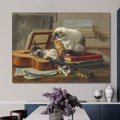 La Lezione Di Musica Henriëtte Ronner-Knip hrk21 quadro stampato su tela