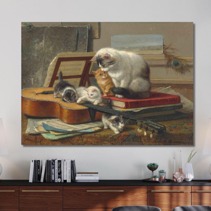 La Lezione Di Musica Henriëtte Ronner-Knip hrk21 quadro stampato su tela