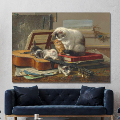La Lezione Di Musica Henriëtte Ronner-Knip hrk21 quadro stampato su tela