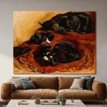 La Madre Orgogliosa Henriëtte Ronner-Knip hrk23 quadro stampato su tela