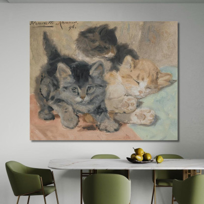 Tre Gattini Henriëtte Ronner-Knip hrk27 quadro stampato su tela
