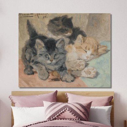 Tre Gattini Henriëtte Ronner-Knip hrk27 quadro stampato su tela