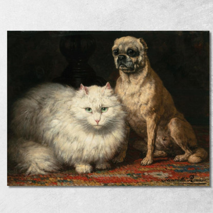 Due Amici Henriëtte Ronner-Knip hrk28 quadro stampato su tela