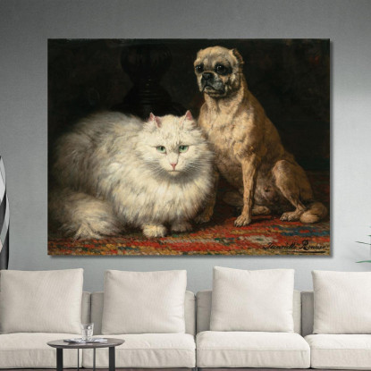 Due Amici Henriëtte Ronner-Knip hrk28 quadro stampato su tela