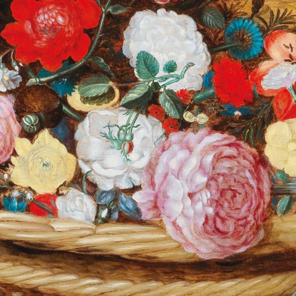 Un Cesto Con Fiori Primaverili Su Un Tavolo Di Pietra Jan Brueghel the Younger jby3 quadro stampato su tela