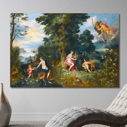 Allegoria Dei Quattro Elementi Ii Jan Brueghel the Younger jby9 quadro stampato su tela