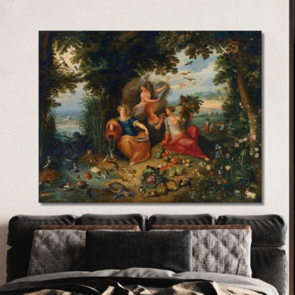 Allegoria Dei Quattro Elementi Jan Brueghel the Younger jby10 quadro stampato su tela