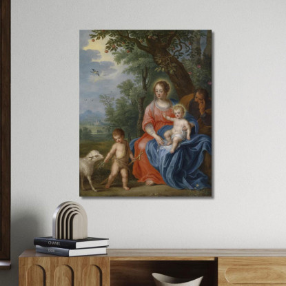La Sacra Famiglia Con San Giovanni Jan Brueghel the Younger jby17 quadro stampato su tela