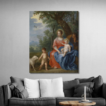 La Sacra Famiglia Con San Giovanni Jan Brueghel the Younger jby17 quadro stampato su tela