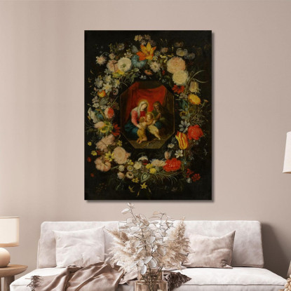 Madonna Con Bambino Sant'Anna E San Giovanni Battista Circondati Da Una Ghirlanda Di Fiori Jan Brueghel the Younger jby27 quadr