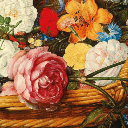 Fiori Misti In Un Cesto Con Una Tazza Vicina Jan Brueghel the Younger jby28 quadro stampato su tela