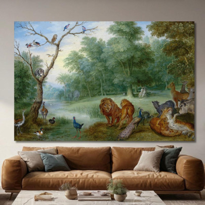 Paradiso Con La Caduta Dell'Uomo Jan Brueghel the Younger jby30 quadro stampato su tela