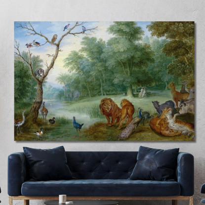 Paradiso Con La Caduta Dell'Uomo Jan Brueghel the Younger jby30 quadro stampato su tela