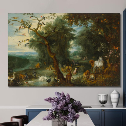 Paradiso Jan Brueghel the Younger jby31 quadro stampato su tela