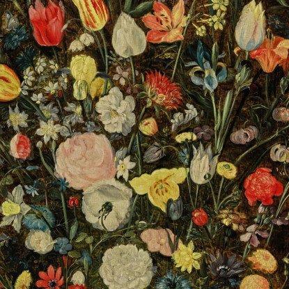 Natura Morta Con Un Grande Mazzo Di Fiori In Un Secchio Di Legno Jan Brueghel the Younger jby33 quadro stampato su tela