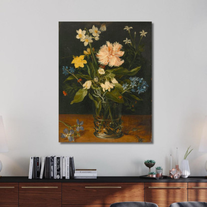 Natura Morta Con Fiori In Un Bicchiere Jan Brueghel the Younger jby34 quadro stampato su tela