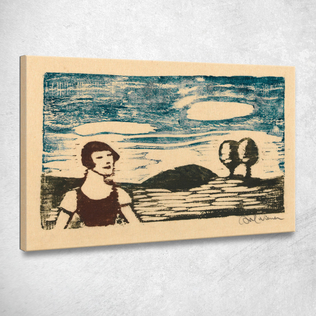 Paesaggio Con Donna Karl Wiener kwn312 quadro stampato su tela Paesaggio Con Donna Karl Wiener kwn312 quadro stampato su tela