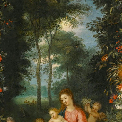 La Vergine Con Il Bambino E Il Piccolo San Giovanni Battista Circondati Da Ghirlande E Festoni Di Frutta E Fiori Jan Brueghel t