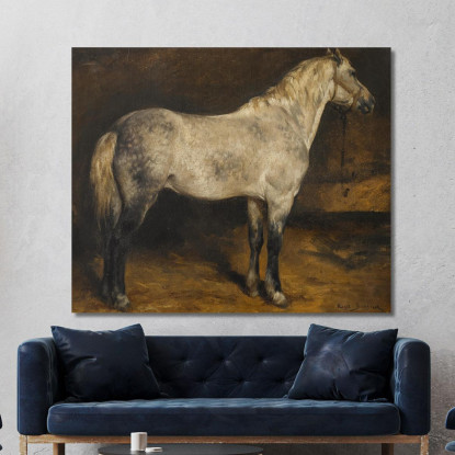 Un Cavallo Grigio Pomellato Rosa Bonheur rbn1 quadro stampato su tela