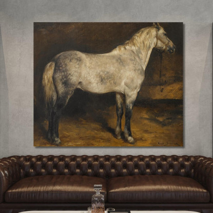 Un Cavallo Grigio Pomellato Rosa Bonheur rbn1 quadro stampato su tela