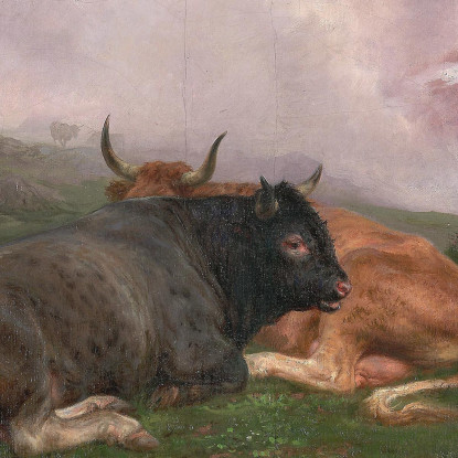 Bovini A Riposo Su Una Collina Nelle Alpi Rosa Bonheur rbn8 quadro stampato su tela
