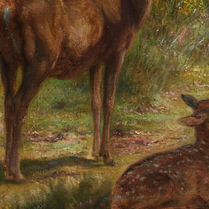 Cervi E Fiere In Un Bosco Rosa Bonheur rbn26 quadro stampato su tela