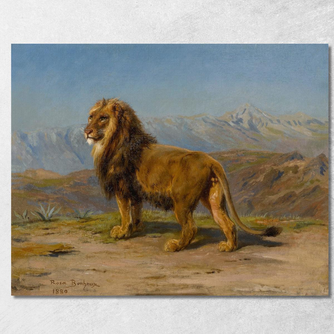 Leone In Un Paesaggio Montuoso Rosa Bonheur rbn28 quadro stampato su tela Leone In Un Paesaggio Montuoso Rosa Bonheur rbn28 quadro stampato su tela