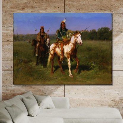 Indiani A Cavallo Con Lance Rosa Bonheur rbn32 quadro stampato su tela