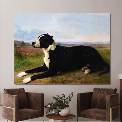 Ritratto Di Un Mastino-Labrador In Un Paesaggio Rosa Bonheur rbn35 quadro stampato su tela