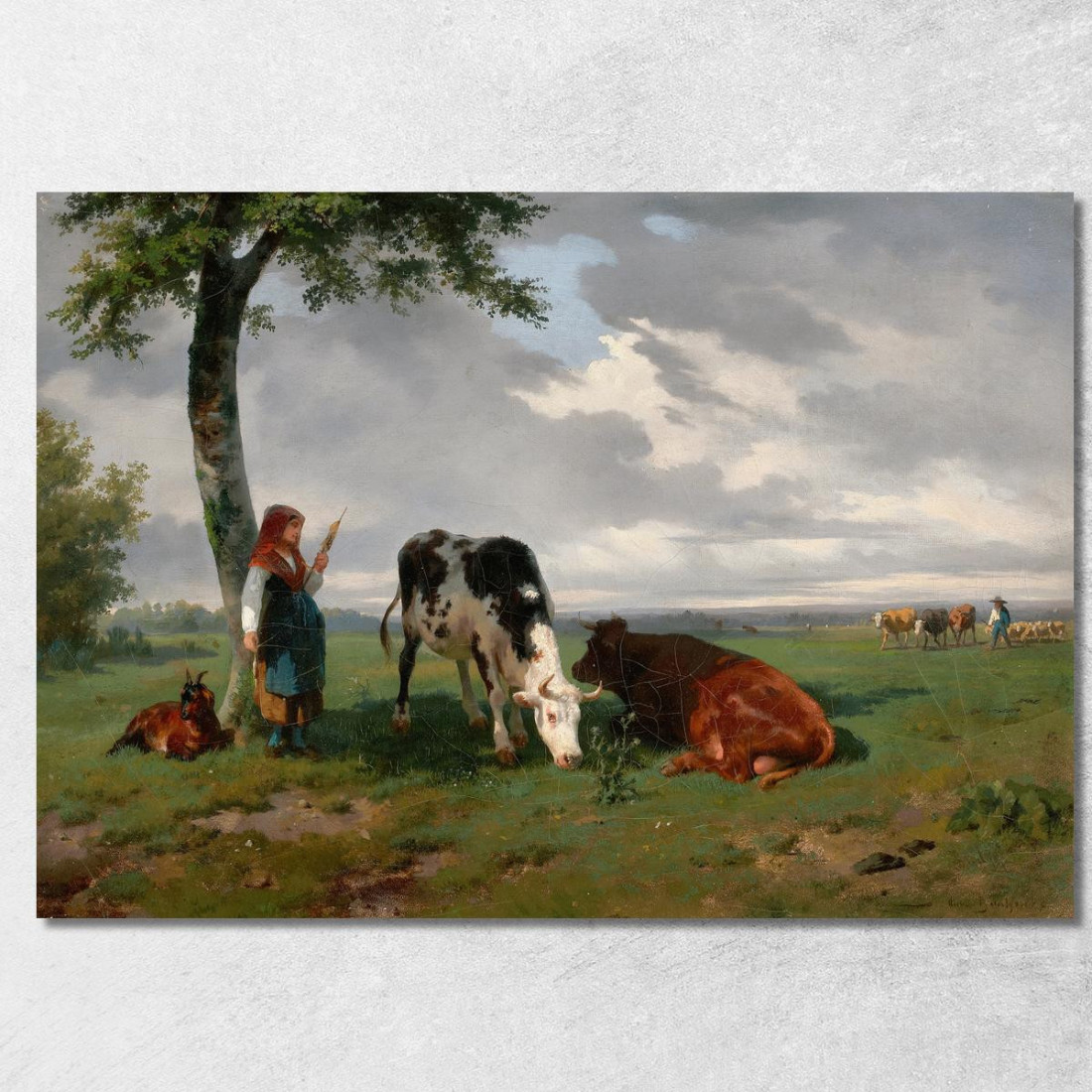 Pastorella E Due Mucche In Un Prato Rosa Bonheur rbn41 quadro stampato su tela Pastorella E Due Mucche In Un Prato Rosa Bonheur rbn41 quadro stampato su tela