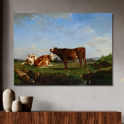 Tre Mucche Al Pascolo Rosa Bonheur rbn53 quadro stampato su tela